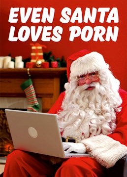 Santa can't keep his hands off his new laptop and now we know why. Send this Dean Morris Christmas card to someone who can't keep their hands of their own!