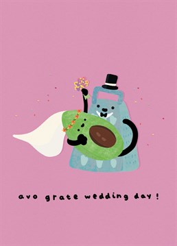 Wish the soon-to-be-weds in your life a grate day with this punny well wishes card!