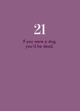 In dog years they'd be 147, so yeah, definitely dead. Luckily for them they aren't a dog! Say happy birthday and make them thankful to be human with this Deadpan card.