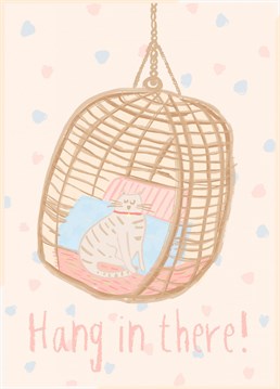 Send a pal this positive card, including a very comfy cat sat in a rattan basket, to tell them they are amazing and their hard work will pay off!