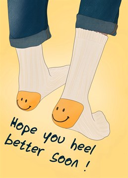 Well wishes, healing vibes, smiley socks and a feety pun. A great combo for a get well soon card!