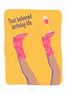 How one likes to balance their birthday ...  Wish them a happy birthday with this brilliant card.