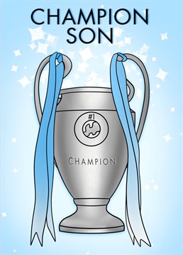A football themed card for a champion son.