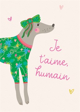 I Love My Human - Dog Themed Anniversary Card. Make them smile with this Illustration Anniversary card.