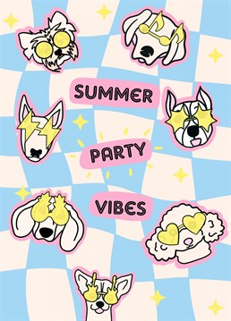Send this Birthday card for many summer occasions. The rock star pups are ready to party - are you?