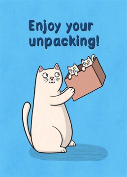 Moving house? Unpacking is more fun with cats to help!  Designed by Drawn to Cats.