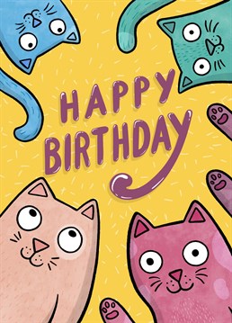 Wish them a happy birthday with colourful cats!   Designed by Drawn to Cats