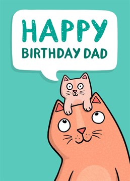 Wish your Dad a happy birthday with this cute cat card. Designed by Drawn to Cats.