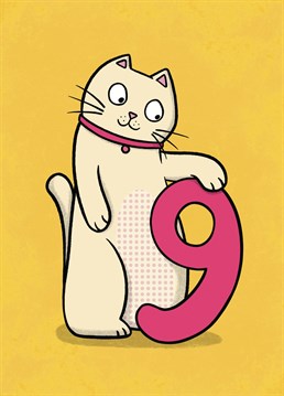 Celebrate their 9th birthday with a cute cat card. Designed by Drawn to Cats.