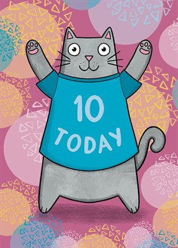 Celebrate their 10th birthday with this fun cat card. Designed by Drawn to Cats.