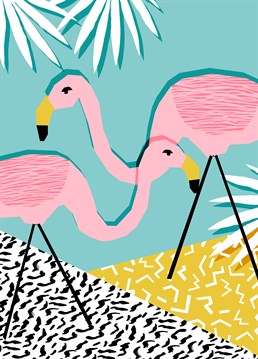 Flamin' flamingos everywhere! Send this Birthday card by Wacka Designs at East End Prints to someone who's cuckoo about flamingos!