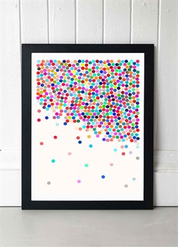A fun, abstract print by Garima Dhawan featuring brightly coloured circles and playful polka dot pattern to make your walls dance! Available in A2 or A3, framed and unframed. Published by East End Prints and manufactured eco-consciously in the UK. Each time you buy a print or card from East End Prints we donate a percentage of each sale to Cool Earth who work alongside local communities to combat the effects of deforestation in the Amazon.<p>Please note this product is made to order and is non-returnable.</p><p>Cards and gifts are sent separately. View our Delivery page for more details on Gift processing and delivery times.</p>