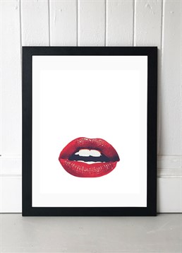 We're lusting after this luscious lips print by Honeymoon Hotel. Available in A2 or A3, framed and unframed. Published by East End Prints and manufactured eco-consciously in the UK. Each time you buy a print or card from East End Prints we donate a percentage of each sale to Cool Earth who work alongside local communities to combat the effects of deforestation in the Amazon.<p>Please note this product is made to order and is non-returnable.</p><p>Cards and gifts are sent separately. View our Delivery page for more details on Gift processing and delivery times.</p>