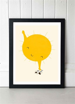 Let the sun give you a belly rub with this adorable nursery print, available in A2 or A3, framed and unframed. Published by East End Prints and manufactured eco-consciously in the UK. Each time you buy a print or card from East End Prints we donate a percentage of each sale to Cool Earth who work alongside local communities to combat the effects of deforestation in the Amazon.<p>Please note this product is made to order and is non-returnable.</p><p>Cards and gifts are sent separately. View our Delivery page for more details on Gift processing and delivery times.</p>
