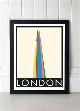 Vintage style travel poster of the Shard building in London is the perfect homage to the city. It would look lovely placed against a wall with some magazine and books about London life and culture. Available in A2 or A3, framed and unframed. Published by East End Prints and manufactured eco-consciously in the UK. Each time you buy a print or card from East End Prints we donate a percentage of each sale to Cool Earth who work alongside local communities to combat the effects of deforestation in the Amazon.<p>Please note this product is made to order and is non-returnable.</p><p>Cards and gifts are sent separately. View our Delivery page for more details on Gift processing and delivery times.</p>