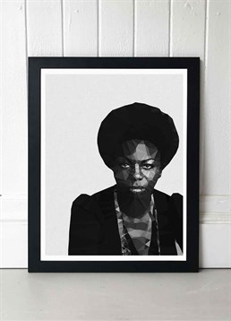 Music powerhouse Nina Simone, celebrate her greatness with this geometric print, available in A2 or A3, framed and unframed. Published by East End Prints and manufactured eco-consciously in the UK. Each time you buy a print or card from East End Prints we donate a percentage of each sale to Cool Earth who work alongside local communities to combat the effects of deforestation in the Amazon.<p>Please note this product is made to order and is non-returnable.</p><p>Cards and gifts are sent separately. View our Delivery page for more details on Gift processing and delivery times.</p>