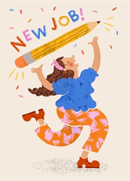 A fun and colourful card with a dancer illustration to celebrate a wonderful new job! Illustrated by Emily Nash