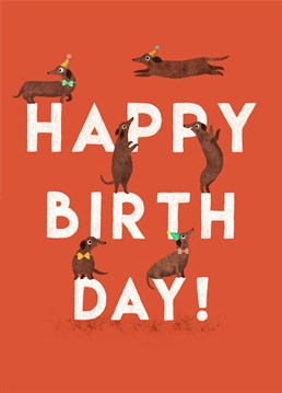 Happy Birthday card with a fun and colourful cat illustration by Emily Nash!