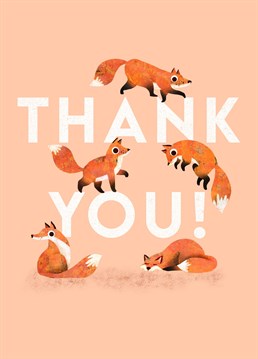 Thank You card with a cute and colourful fox illustration by Emily Nash!