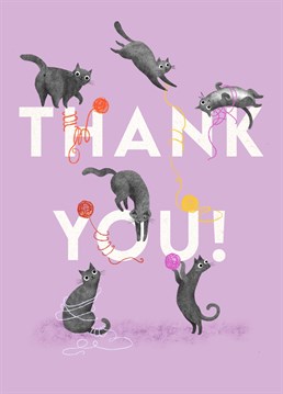 Thank You card with a cute and colourful cat illustration by Emily Nash!
