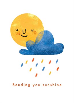 'Sending you sunshine' greeting card with a simple and colourful illustration by Emily Nash. Can be used as a 'Thinking of You', sympathy or friendship card.