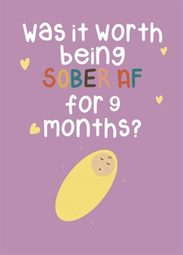 A fun and jokey new baby card for those new parents