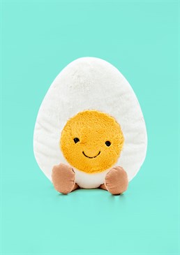 <ul><li>Start your day in a snuggly way with Amuseable Happy Boiled Egg by Jellycat! </li><li>This breakfast buddy has fluffy white fur, a yummy yellow yolk and a super cute smile. </li><li>Keep an eye on those cordy feet or you might end up with a runny egg! </li><li>The biggest of the Amuseable Egg Collection which means even MORE egg to cuddle! </li><li>Dimensions: 28cm high, 18cm wide (Extra Large)</li></ul>