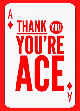 Thank You card with a playing card theme.