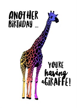 Colourful Giraffe themed birthday card