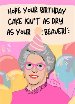 Looking for the perfect birthday card for the baker in your life? Look no further than our Prue Leith Funny Bake off Beaver Birthday Card! Order now and surprise your loved one with this adorable and funny birthday card!