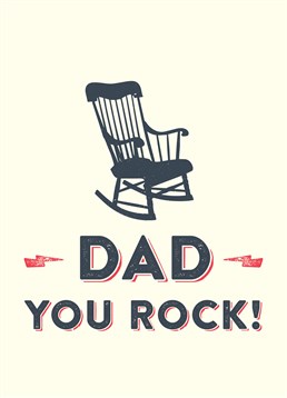 Dad You Rock Chair, by Scribbler. If he's swapped rock 'n' roll for rocking chair then this is the perfect card for him! Make him rock with laughter this Father's Day.<p>&nbsp;</p><p><strong>For Chocolate Cards</strong></p><p>Ingredients</p><p>Milk Chocolate (Sugar, Cocoa Butter, <strong>Whole Milk Powder</strong>, Cocoa Mass, Emulsifier: <strong>Soya</strong> Lecithin, Natural Vanilla Flavouring), White Chocolate (Sugar, Cocoa Butter, <strong>Whole Milk Powder,</strong> Emulsifier: <strong>Soya</strong> Lecithin, Natural Vanilla Flavouring), Dark Chocolate (Cocoa Mass, Sugar, Cocoa Butter, Emulsifier: <strong>Soya</strong> Lecithin, Natural Vanilla Flavouring). Milk Chocolate contains; cocoa solids 34% min, milk solids 22% min.</p><p>Allergens</p><p>For Allergens, see ingredients highlighted in <strong>bold</strong>. May contain traces of Peanuts &amp; Tree Nuts. Store in a cool dry place away from direct sunlight.</p><p>Typical values per 100g</p><p>Energy 2312kJ/557kcal, Fat 35g, Of which Saturates 21.5g, Carbohydrates 52.6g, Of which Sugars 51.8g, Protein 6.9g, Salt 0.21g</p>