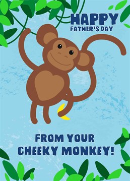 Whether you're a little kid or a fully grown adult, you'll always be his cheeky monkey! So, send him this adorable Father's Day card by Scribbler.