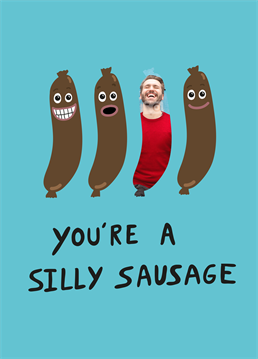 Your Dad reckons he's a hot dog but really he's a right old silly sausage! Appeal to his sense of humour on Father's Day with this quirky photo upload design by Scribbler.