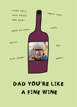 And a bit of a plonk-er! Alright we'll put a cork in it. Give a red wine lover a laugh on Father's Day with this Scribbler photo upload card.