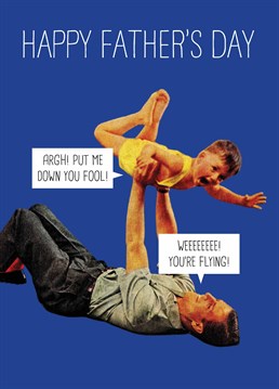 He may be an irresponsible idiot but he's your irresponsible idiot and you're stuck with him! Laugh about dad's traumatising parenting style with this funny Father's Day card by Scribbler.