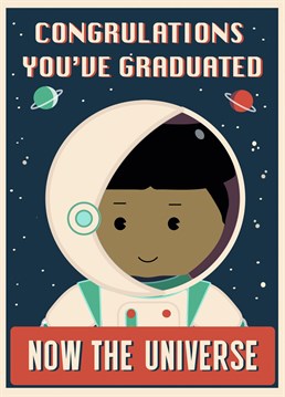 Send your loved one, friend, family member this retro space themed celebration graduation card, if Bezos can do it, they can too!