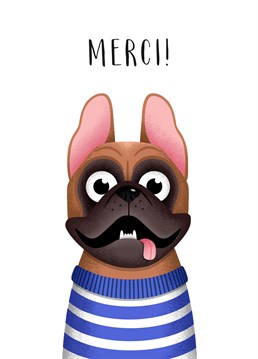 Le petit chien dit merci. Folio card makes your dog say thank you.