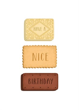 Don't forget to include many packs of biscuits along with this brilliant birthday card by Folio!