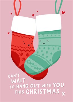 A cute Christmas card perfect for a special friend, bestie, partner, fiance, girlfirned or boyfriend, who you can't wait to hang out with this Christmas. Designed by Fliss Muir.