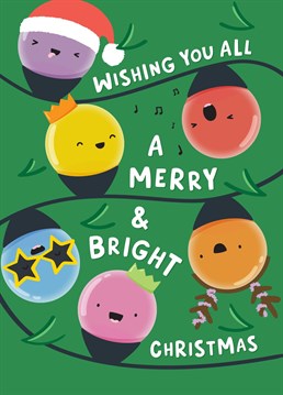 A funny and cute Christmas card perfect for wishing a family, team or small business a merry and bright Christmas. Designed by Fliss Muir.