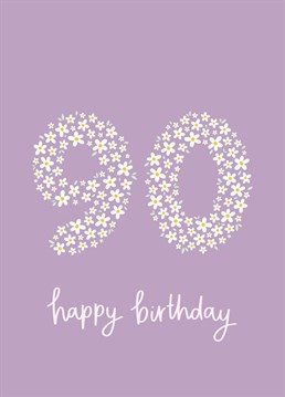 A pretty floral card for celebrating a special lady's 90th Birthday. Designed by Fliss Muir.