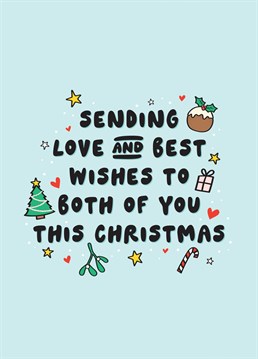 Sending love and best wishes to a special couple this Christmas, with this cute card featuring hand drawn Christmas illustrations. Designed by Fliss Muir.