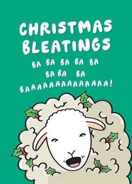 Send this punny sheep themed Christmas card to a fellow sheep or animal lover! A cute and funny card designed to raise a smile by Fliss Muir.