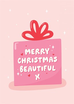 Wish a beautiful person in your life a Merry Christmas with this cute typographic card. A simple but sweet message for a special girlfriend, wife, fiancee or friend. Designed by Fliss Muir.