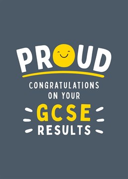Say congratulations and let someone special know how proud you are of them, with this bold GCSE exam results card. Designed by Fliss Muir.