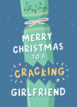 Wish a cracking Girlfriend a very Merry Christmas with this funny and cute typographic card with a pun. Designed by Fliss Muir.