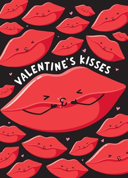 Send the one you love kisses on Valentine's day with this smoochy card designed by Fliss Muir.