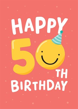 Send Happy 50th Birthday wishes to someone special with this colourful and fun card designed by Fliss Muir.