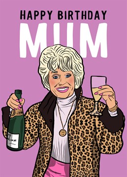 Make sure your Eastenders loving Mum celebrates her birthday in style, always with a drink in each hand like Peggy! Designed by Foggish.