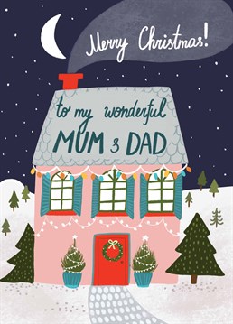 Wreaths, trees, lights and a starry night. Send some love home to Mum and Dad with this Christmas card by Forever Funny.